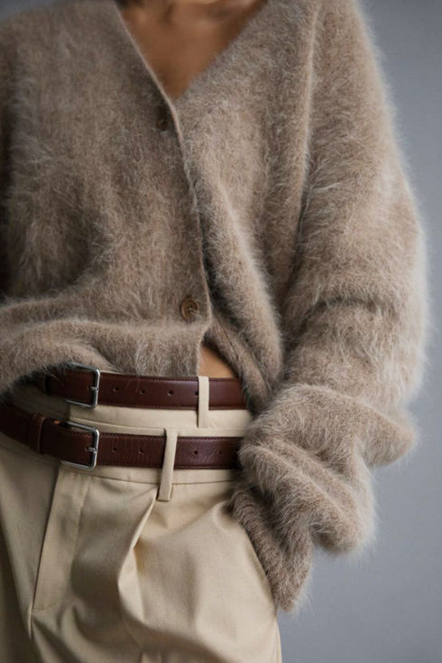 'Daria' Fuzzy Knit Button Down Cardigan - Celes Fashion